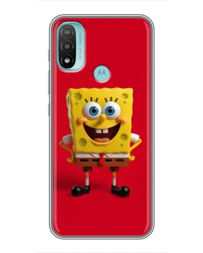 Чехол для Motorola MOTO E40 с картинкой «Спанч Боб на красном»