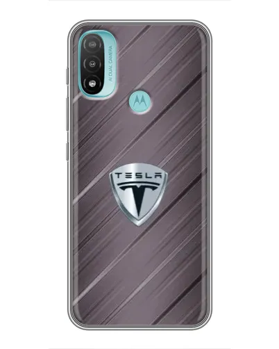 Чехол для Motorola MOTO E40 с картинкой «Металлическая текстура Tesla»