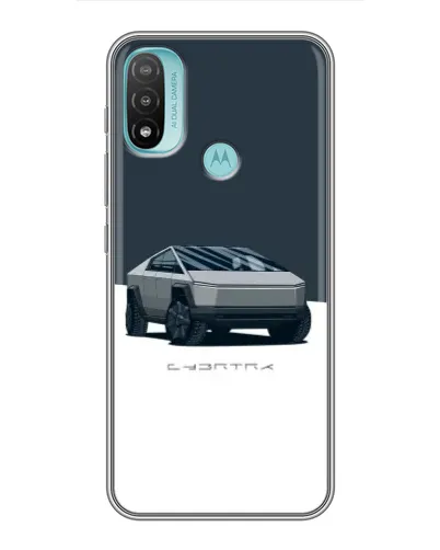 Чехол для Motorola MOTO E40 с картинкой «Серебристый Cybertruck Tesla»