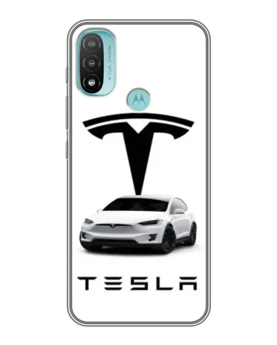 Чехол для Motorola MOTO E40 с картинкой «Tesla White Style»