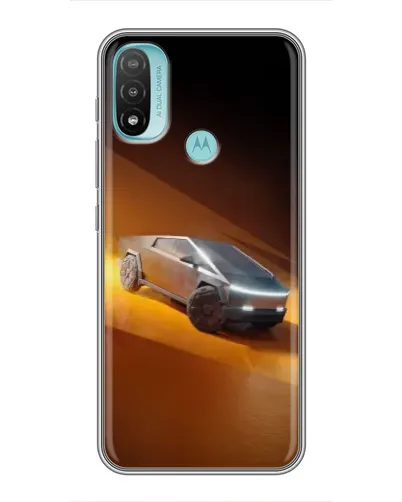 Чехол для Motorola MOTO E40 с картинкой «Cybertruck в пустыне»