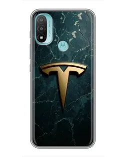 Чохол для Motorola MOTO E40 з картинкою «Мармурова Tesla Gold»