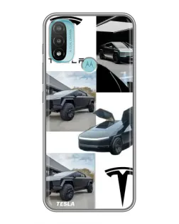 Чохол для Motorola MOTO E40 з картинкою «Колаж Cybertruck Tesla»