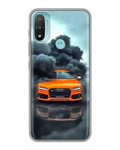 Чехол для Motorola MOTO E40 с картинкой «Audi в облаках дыма»