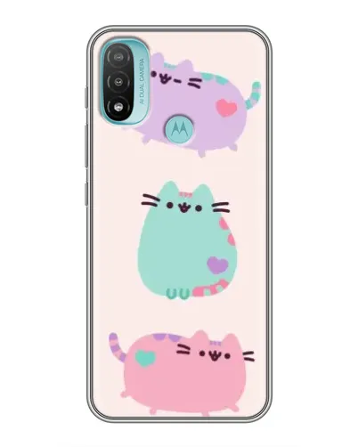 Чехол для Motorola MOTO E40 с картинкой «Pusheen трио»