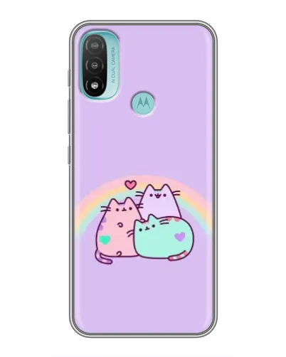 Чехол для Motorola MOTO E40 с картинкой «Радужные Пушины»