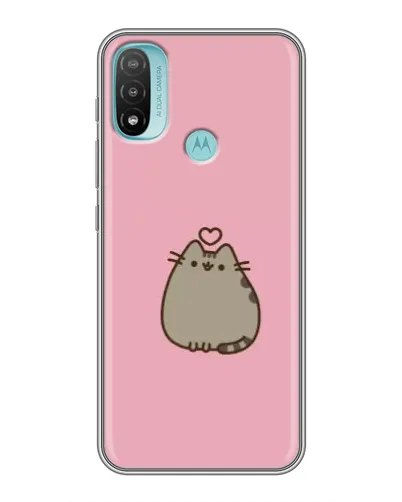 Чехол для Motorola MOTO E40 с картинкой «Pusheen сердце»