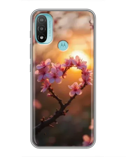 Чехол для Motorola MOTO E40 с картинкой «Розовый цвет сердце на фоне заката» Чехол для Motorola MOTO E40 с картинкой «Розовый цвет сердце на фоне заката»