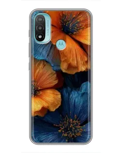 Чехол для Motorola MOTO E40 с картинкой «Яркая сине-оранжевая флора» Чехол для Motorola MOTO E40 с картинкой «Яркая сине-оранжевая флора»