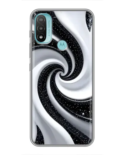 Чехол для Motorola MOTO E40 с картинкой «Черно-белая спираль»