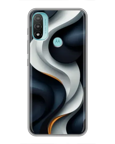 Чехол для Motorola MOTO E40 с картинкой «Объемные черно-белые ленты»