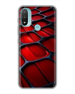 Чехол для Motorola MOTO E40 с картинкой «Красная глянцевая сетка»