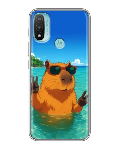 Чехол для Motorola MOTO E40 с картинкой «Морская капибара»