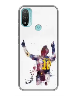 Чехол для Motorola MOTO E40 с картинкой «Акварельный Месси Барселона»