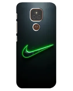 Чехол для Motorola MOTO E7 Plus с картинкой «Неоновый контур Nike»