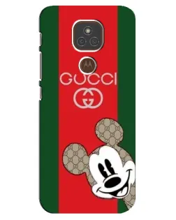 Чехол для Motorola MOTO E7 Plus с картинкой «Gucci — полосы и Микки»
