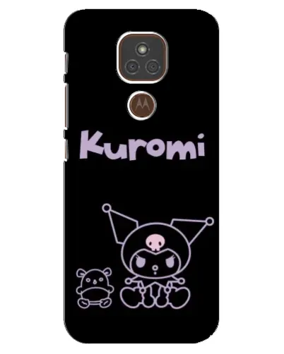 Чехол для Motorola MOTO E7 Plus с картинкой «Kuromi — черный минимализм»