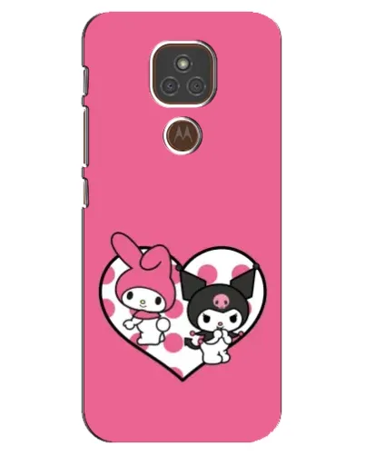 Чехол для Motorola MOTO E7 Plus с картинкой «Kuromi и My Melody»