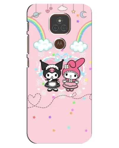 Чехол для Motorola MOTO E7 Plus с картинкой «My Melody и Kuromi»