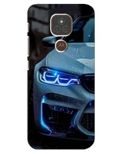 Чехол для Motorola MOTO E7 Plus с картинкой «Взгляд BMW с синими фарами»