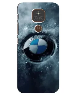 Чехол для Motorola MOTO E7 Plus с картинкой «Логотип BMW — лед»