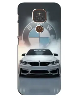 Чехол для Motorola MOTO E7 Plus с картинкой «BMW в белом дыму»