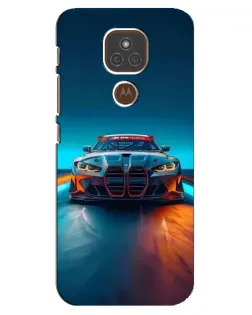 Чехол для Motorola MOTO E7 Plus с картинкой «BMW — огни неона»