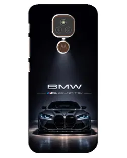 Чехол для Motorola MOTO E7 Plus с картинкой «BMW сквозь ночной город»