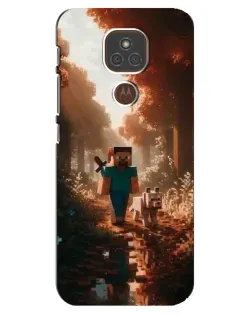 Чехол для Motorola MOTO E7 Plus с картинкой «Стив в лесу» Чехол для Motorola MOTO E7 Plus с картинкой «Стив в лесу»