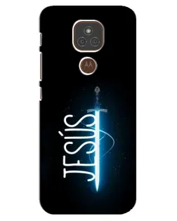 Чехол для Motorola MOTO E7 Plus с картинкой «Меч Духа Jesus»