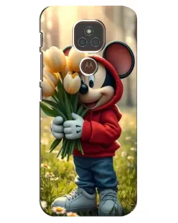 Чехол для Motorola MOTO E7 Plus с картинкой «Микки с тюльпанами» Чехол для Motorola MOTO E7 Plus с картинкой «Микки с тюльпанами»