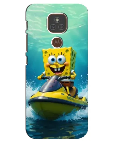 Чехол для Motorola MOTO E7 Plus с картинкой «Спанч Боб на гидроцикле»