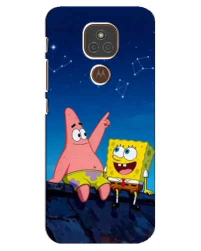 Чехол для Motorola MOTO E7 Plus с картинкой «Губка Боб и Патрик ночью»