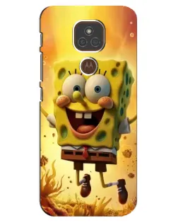Чехол для Motorola MOTO E7 Plus с картинкой «Губка Боб прыгает» Чехол для Motorola MOTO E7 Plus с картинкой «Губка Боб прыгает»