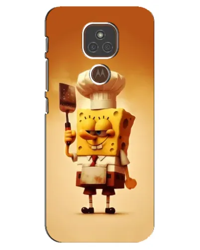 Чехол для Motorola MOTO E7 Plus с картинкой «Губка Боб повар»