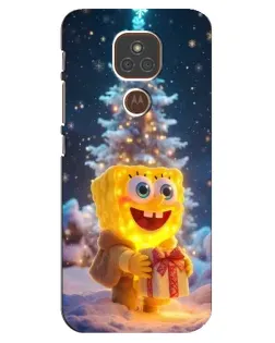 Чехол для Motorola MOTO E7 Plus с картинкой «Рождественский Спанч Боб» Чехол для Motorola MOTO E7 Plus с картинкой «Рождественский Спанч Боб»