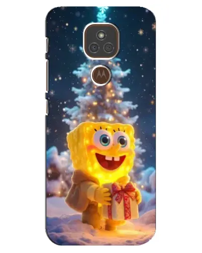 Чехол для Motorola MOTO E7 Plus с картинкой «Рождественский Спанч Боб»