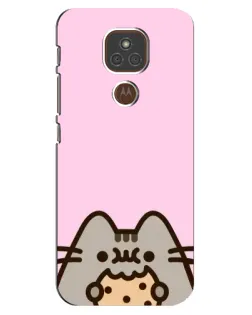 Чехол для Motorola MOTO E7 Plus с картинкой «Pusheen и печенье»