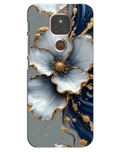 Чехол для Motorola MOTO E7 Plus с картинкой «Белый цветок и золотой флюид» Чехол для Motorola MOTO E7 Plus с картинкой «Белый цветок и золотой флюид»