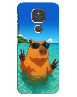Чехол для Motorola MOTO E7 Plus с картинкой «Морская капибара»