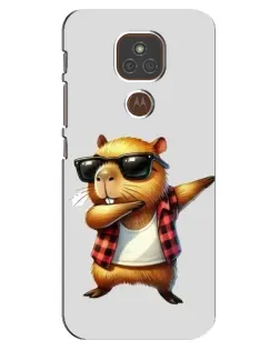 Чехол для Motorola MOTO E7 Plus с картинкой «Капибара рэпер даб»