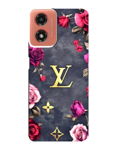 Чехол для Motorola MOTO G04 с картинкой «Цветочный Louis Vuitton»