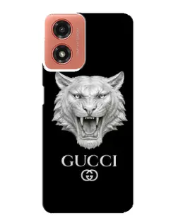 Чехол для Motorola MOTO G04 с картинкой «Gucci — серебряный лев» Чехол для Motorola MOTO G04 с картинкой «Gucci — серебряный лев»