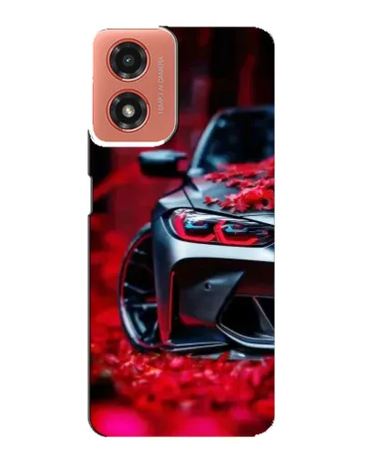 Чехол для Motorola MOTO G04 с картинкой «Спортивная BMW и цветы» Чехол для Motorola MOTO G04 с картинкой «Спортивная BMW и цветы»