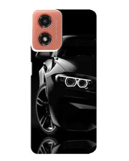 Чехол для Motorola MOTO G04 с картинкой «Черная BMW — профиль»