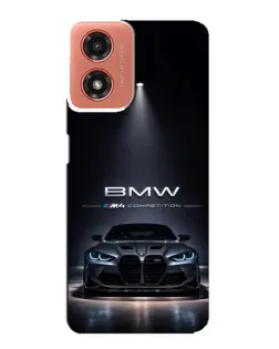 Чехол для Motorola MOTO G04 с картинкой «BMW сквозь ночной город»