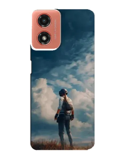Чехол для Motorola MOTO G04 с картинкой «Герой PUBG на скале»