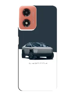 Чехол для Motorola MOTO G04 с картинкой «Серебристый Cybertruck Tesla»