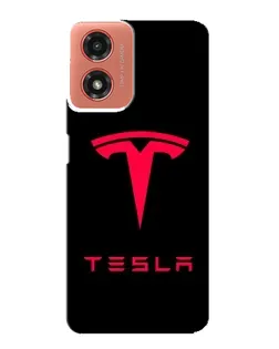 Чехол для Motorola MOTO G04 с картинкой «Tesla Red Logo»