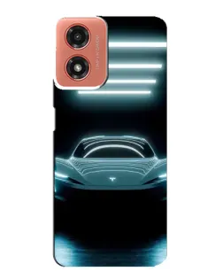 Чехол для Motorola MOTO G04 с картинкой «Tesla в неоне»